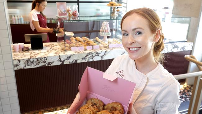Brooke Saward, the Owner of Brooke Bakehouse, with best selling New York Cookie (Choc chip walnut) and Lotus Biscoff Cookie, her Cookie businesses are booming across Queensland with customers queuing down streets for the goods and others attracting customers from overseas just for a taste, Fortitude Valley, on Saturday 7th January 2023 - Photo Steve Pohlner