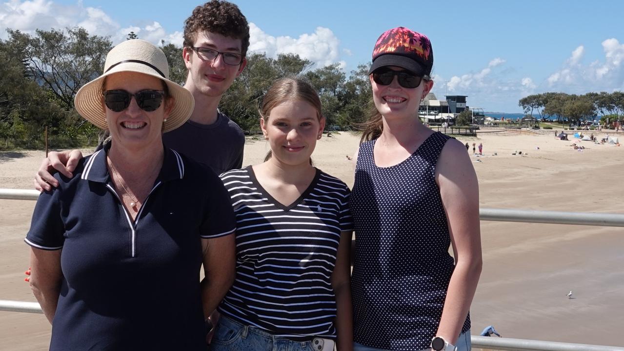 Visitors from Brisbane Helen Mauro and Lachlan and Jasmine Meyer-Gleaves with Nicola Hogan from Coffs Harbour. Picture: Chris Knight