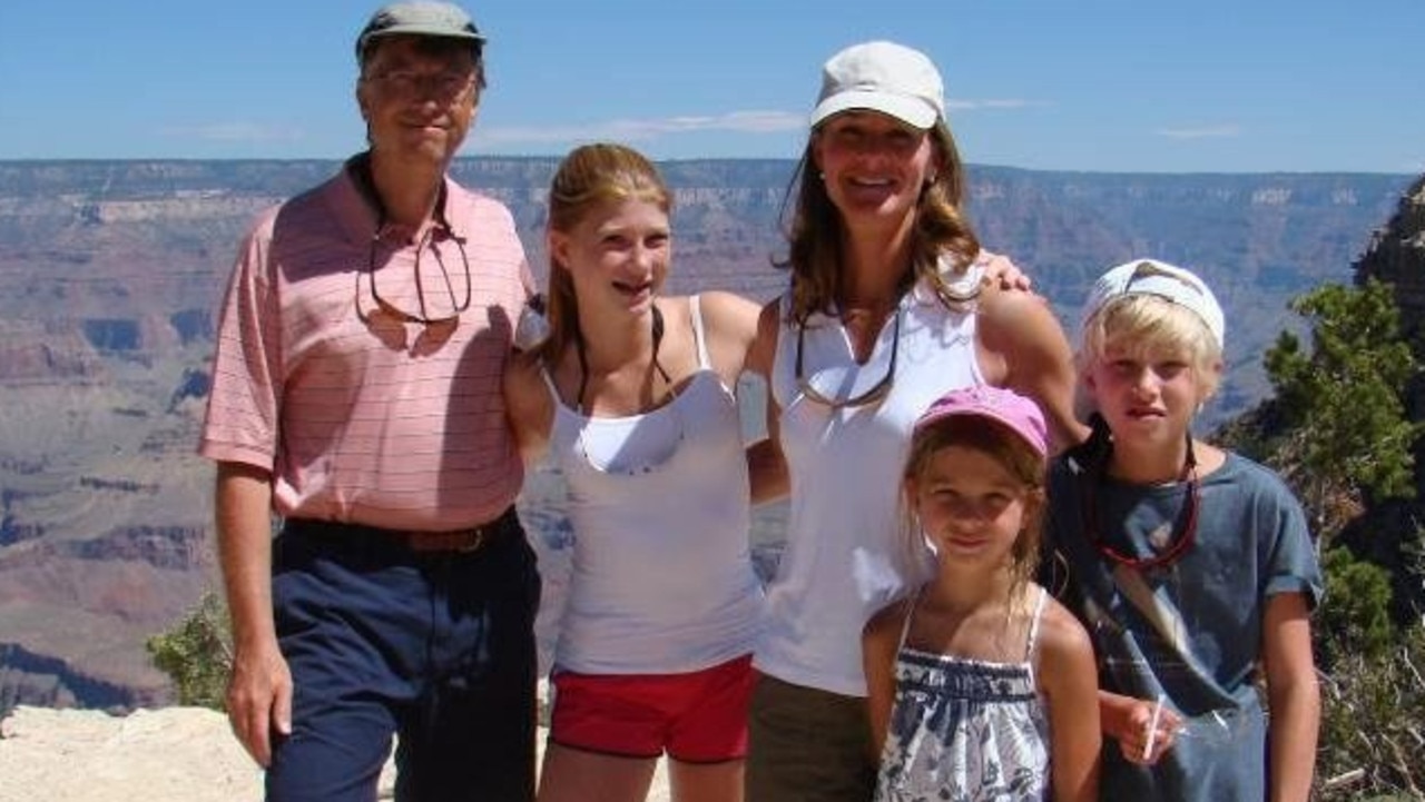 Bill and Melinda Gates with their three children at the Grand Canyon when they were younger. Picture: Melinda Gates / Twitter