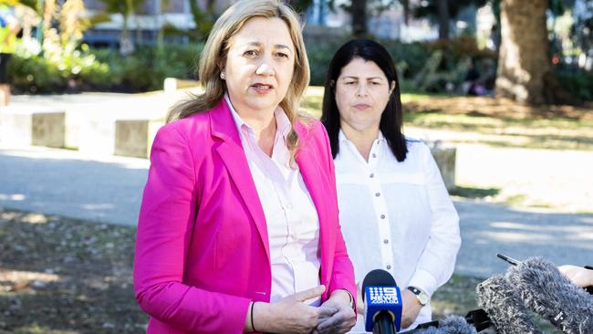 Premier Annastacia Palaszczuk with Education Minister Grace Grace on Sunday. Picture: Richard Walker