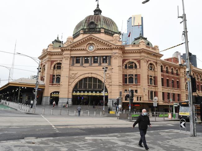 Empty CBD Melbourne. Flinders Street Station. Picture: Josie Hayden