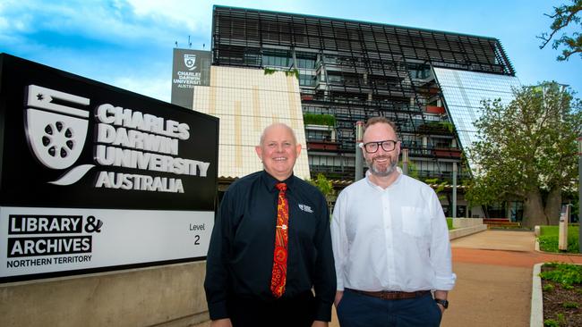 CDU Vice-Chancellor Professor Scott Bowman AO with Universities Australia CEO Luke Sheehy. Credit: CDU.