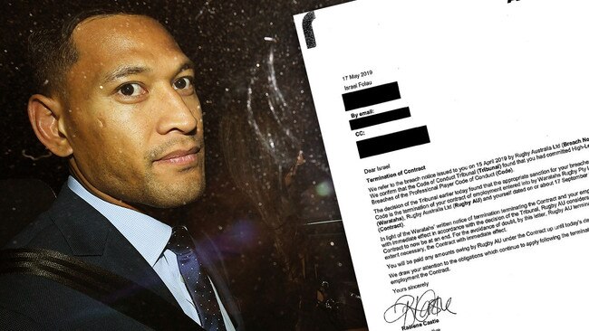 Israel Folau has commenced legal proceedings after he was sacked by Rugby Australia. Picture: AAP/Supplied