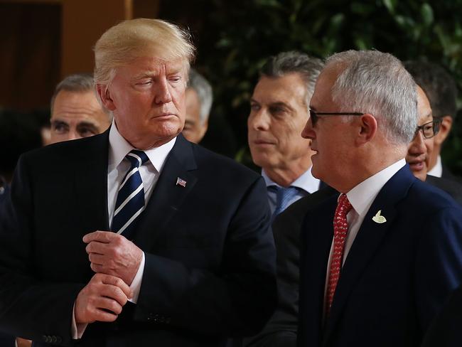 US President Donald Trump and Australian President Malcolm Turnbull seemed on good terms at the G20 in Hamburg. Picture: Kym Smith.