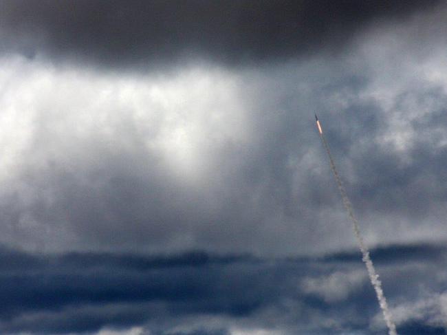 One of the rockets is successfully launched from Koonibba. Picture: Sean-Jorgensen Day (DEWC Systems)