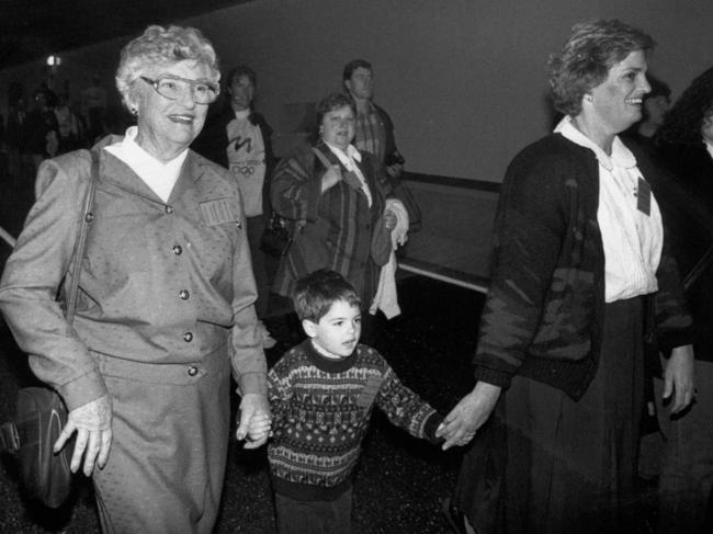 **This picture has a scanned reverse - see associated content at the bottom of the details window** Shirley Fox, first child to walk across the Sydney Harbour Bridge at the opening in 1932, years later was one of the first to walk through the newly opened Sydney Harbour Tunnel in 1992.