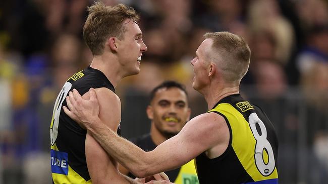 Tom Lynch and Jack Riewoldt kicked 11 goals between them. Picture: Getty Images