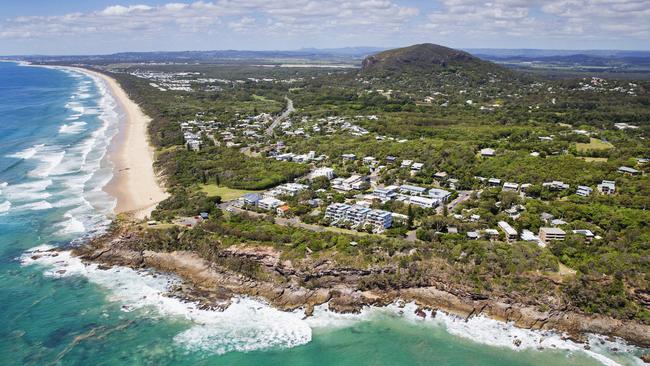 Aerial view over Yaroomba with views to Mount Coolum . Photo Lachie Millard