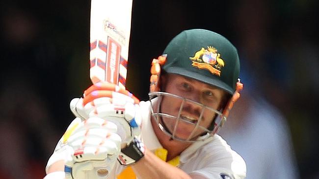 Warner blazes through leg side. Picture: AP