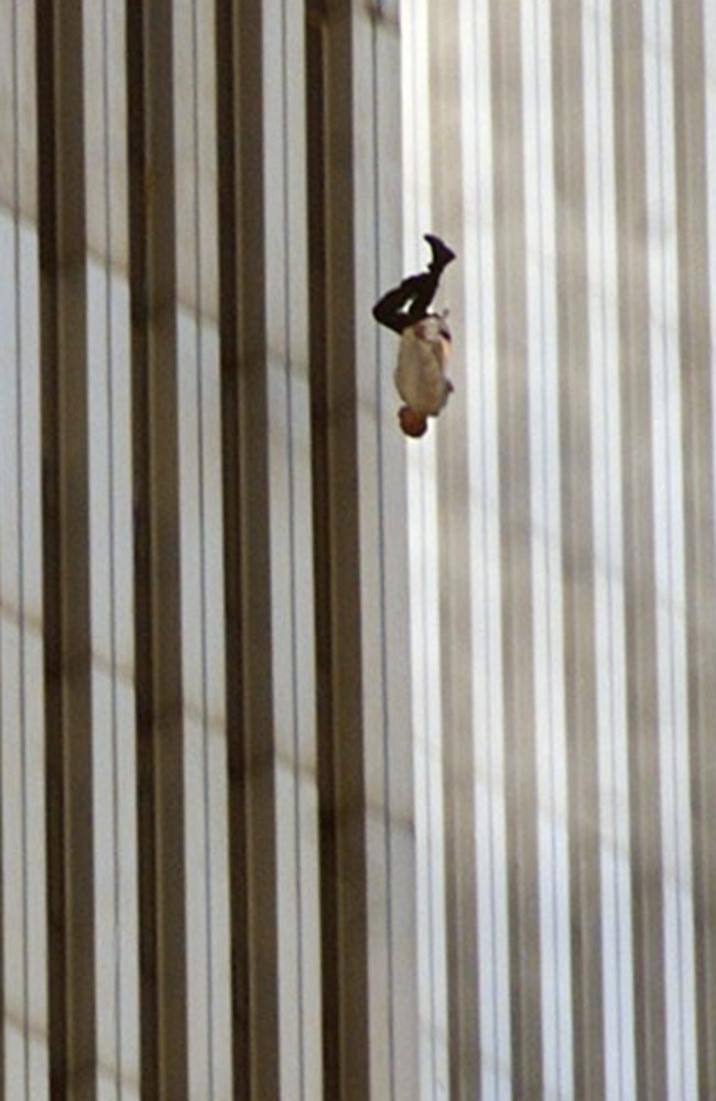 The famous picture taken by Richard Drew of the falling man from the Twin Towers during 9/11 terrorism attack in New York. Picture: Richard Drew/AP