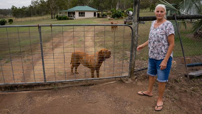 Hobby farmer Mardi Brady stands outside her house in Black Snake near Kilkivan. Her property is on the selected transmission line route from Borumba Dam to Woolooga substation. Picture: Christine Schindler