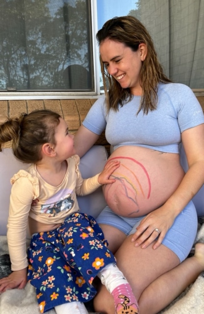 Annie with her first-born daughter during her pregnancy with her son. Picture: Supplied