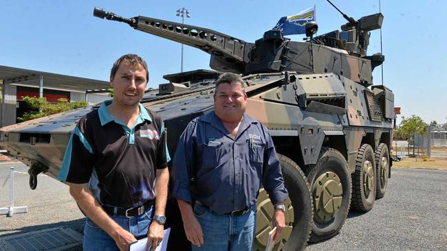 DGH Engineering's Glen Lamb and Dave Hackett think they are in with a good chance of securing some work off Rheinmetall if the company wins the Land 400 contract. Picture: Campbell Gellie