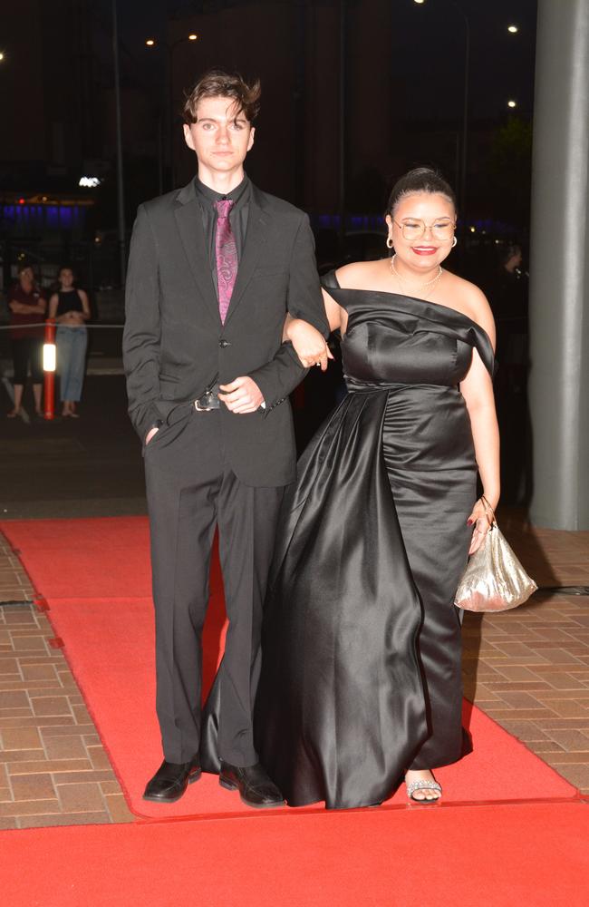 Toowoomba school formals. At the 2023 St Ursula's College formal is graduate Sequoia Tapim with her partner Jake Horsten. Picture: Rhylea Millar