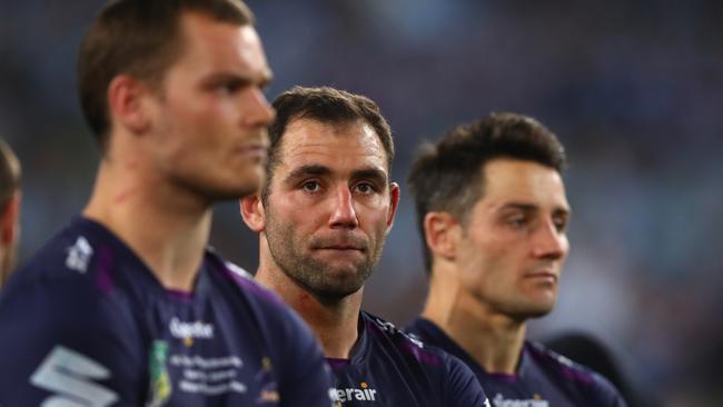 Cameron Smith of the Storm looks dejected after the grand final loss.