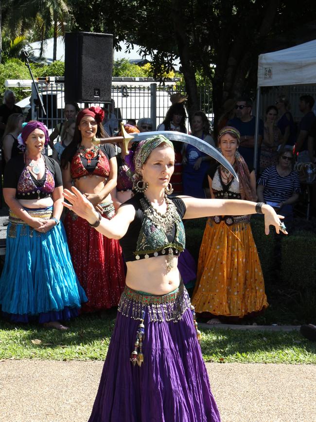 Caroline Close from the Birdwing Tribal Bellydance group shows some impressive sword-balancing skills. PICTURE: JACK LAWRIE