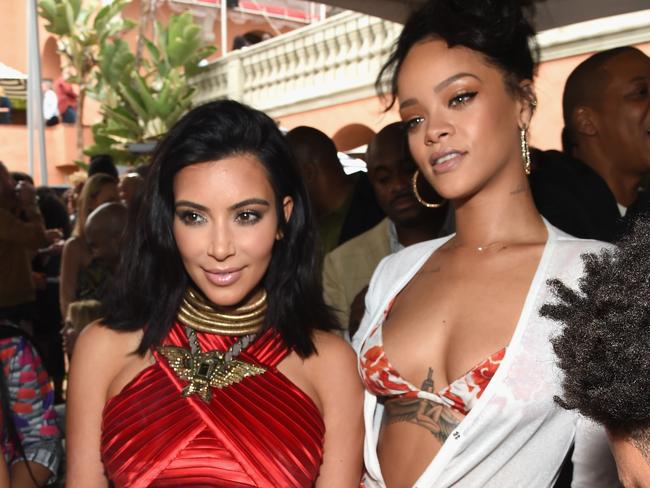 Kim Kardashian and Rihanna at the Roc Nation Pre-Grammy Brunch.