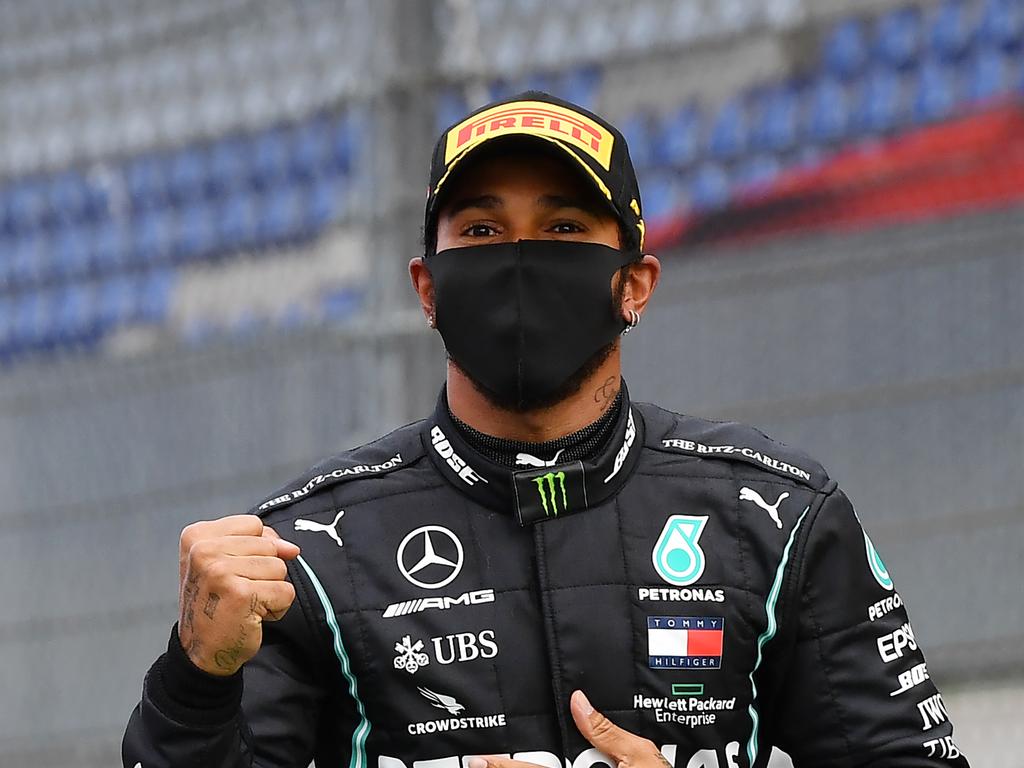 Hamilton was pumped after his 85th F1 victory.