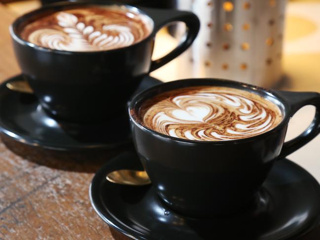 General generic coffee photo of 2 cappuccinos served in a mug at a Cairns coffee shop. Picture: Brendan Radke