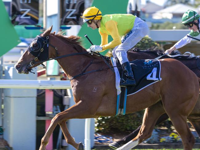 Jockey Brad Stewart rides Snitch to victory in race 5, the A Night In France Open Handicap, during the Brisbane Racing Club Race Day at Doomben Racecourse in Brisbane, Saturday, July 13, 2019. (AAP Image/Glenn Hunt) NO ARCHIVING, EDITORIAL USE ONLY