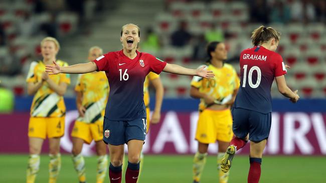 Norway celebrates their victory. Picture: Getty