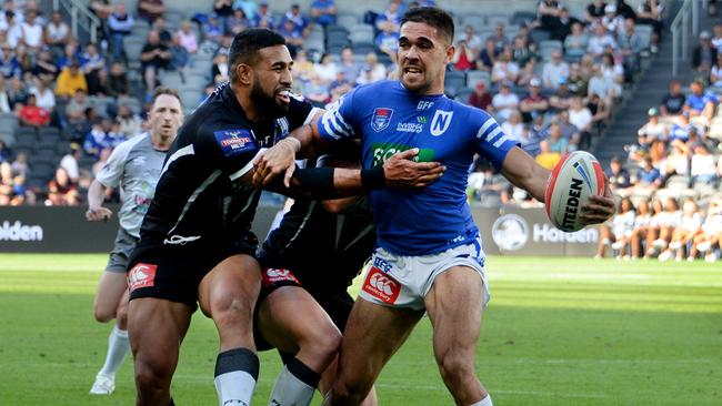 Newtown Jets grand final match-winner Will Kennedy looks for support in Sunday’s Canterbury Cup NSW title decider against Wentworthville played at Bankwest Stadium. Picture: Michael Magee Photography.