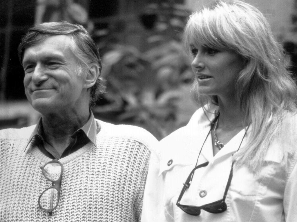 <p>Head of Playboy Enterprises Hugh Hefner with wife Kimberley Conrad</p>