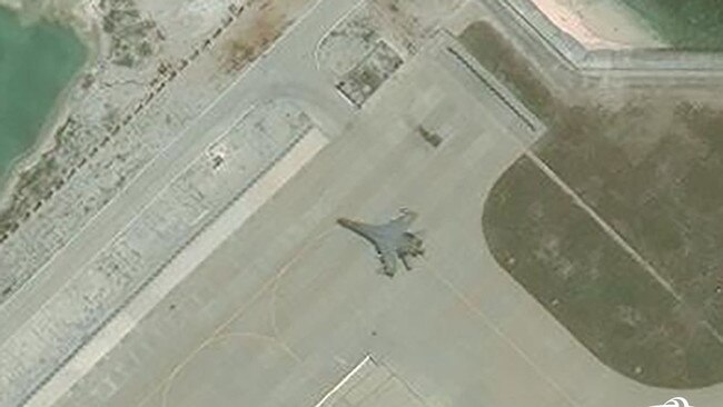 A modern J-11 interceptor fighter photographed positioned at the end of the heavily fortified Woody Island's military-grade runway. Picture: CSIS/AMTI