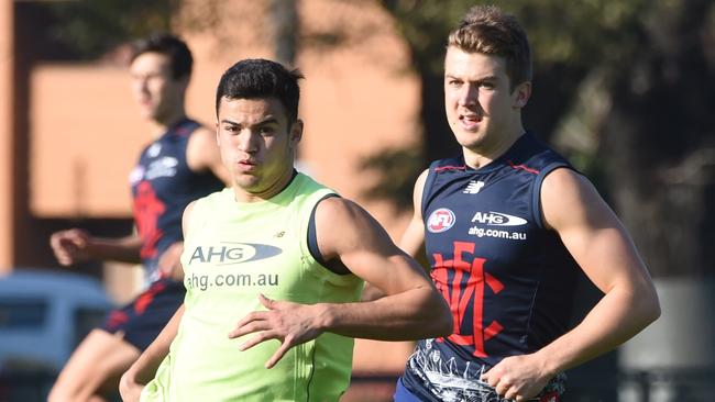 Jack Trengove at training ahead of his AFL comeback. Picture: Tony Gough