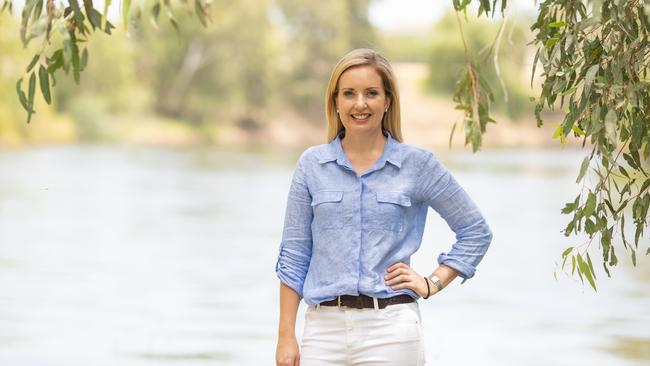 Nationals candidate for Wagga Wagga Mackenna Powell on the banks of the Murrumbidgee.