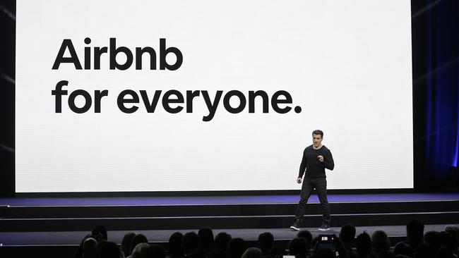 Airbnb co-founder and CEO Brian Chesky speaking during an event in San Francisco this week. Picture: AP/ERIC RISBERG