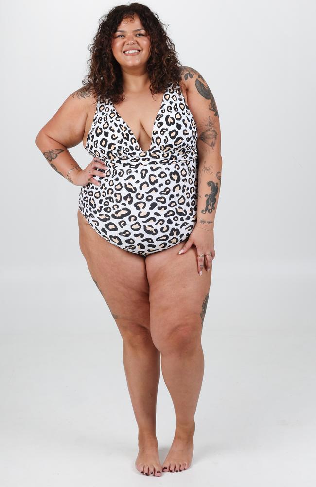 Model Simone Ziada looks fabulous in her leopard print swimset. Picture: David Caird