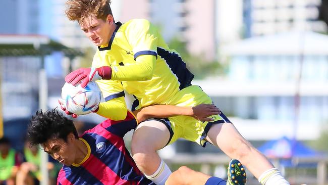 GPS First XI football between Brisbane State High and the Southport School. Saturday May 6, 2023. Picture: George Galanos.