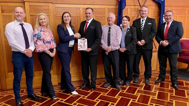 Final meeting of the council term on March 5, 2023: Councillor Grant Mathers, Cherie Rutherford, departing Donna Kirkland, Mayor Tony Williams, Councillor Neil Fisher, Ellen Smith, Shane Latcham and Drew Wickerson.