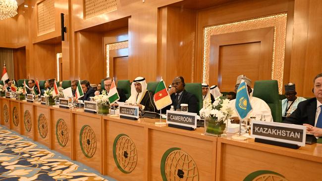 Diplomats attend an Extraordinary Session of the Council of Foreign Ministers of the Member States of The Organization of Islamic Cooperation (OIC) in Jeddah on March 7. Picture: AFP