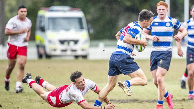 Seamus King-Smith and Byron Smith in the GPS First XV rugby match between Nudgee College and Ipswich Grammar School at Nudgee, Saturday, August 15, 2020 - Picture: Richard Walker