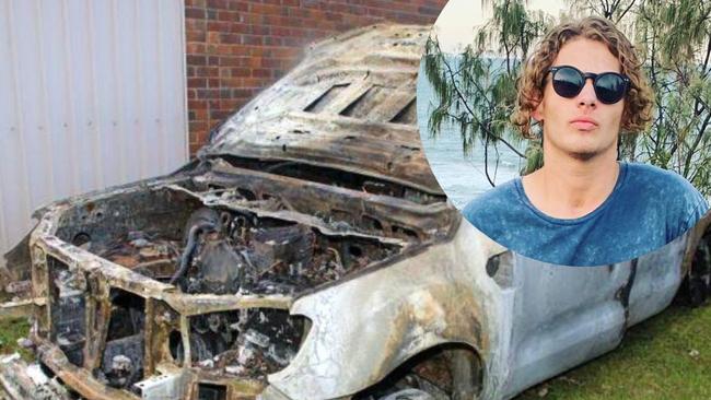 Images of a burnt out vehicle police believe was involved in the shooting murder of Toowoomba man Thor Morgan.