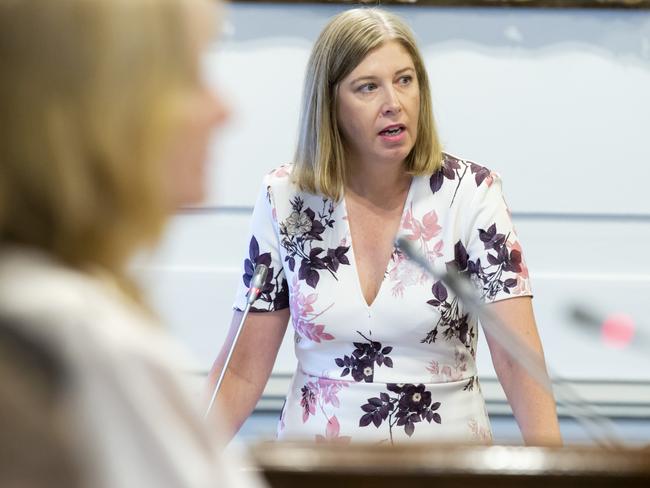 Cr Nicole Johnston at the Brisbane City Council meeting for incoming Lord Mayor Adrian Schrinner. Pictire:AAP Image/Richard Walker.