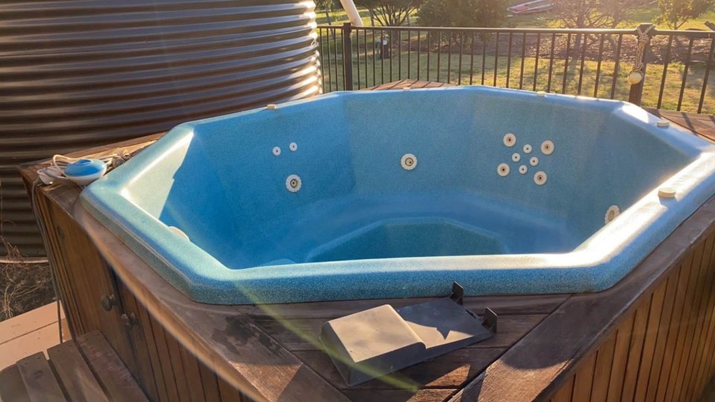 Outdoor heated spa for sale for $800.