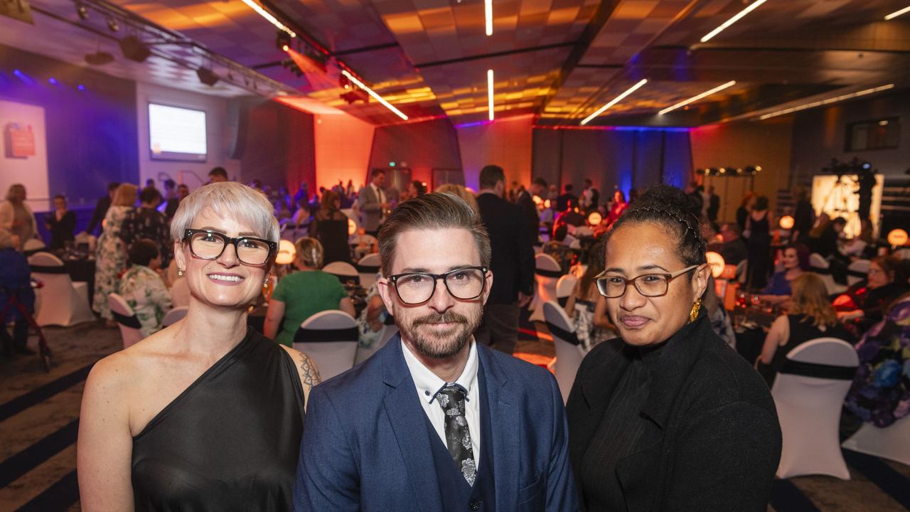 At the Business disABILITY Awards are (from left) Nicky Zeeuwen, Dominic Griffiths and Geua Pitt. Picture: Kevin Farmer