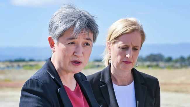 Labor ministers Penny Wong, left, and Katy Gallagher. Picture: NewsWire / Brenton Edwards