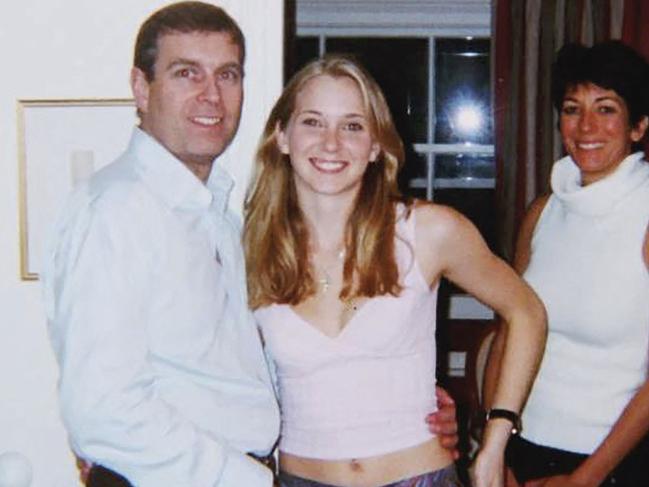 Prince Andrew, Virginia Giuffre (then Roberts) and Ghislaine Maxwell. Picture: Handout/US District Court – Southern District of New York (SDNY)/AFP