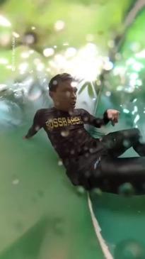 Man gets stuck in a waterslide..twice!