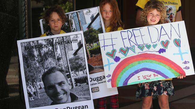 Daniel Duggan’s kids on the one year anniversary in custody. Photo by: NCA Newswire / Gaye Gerard