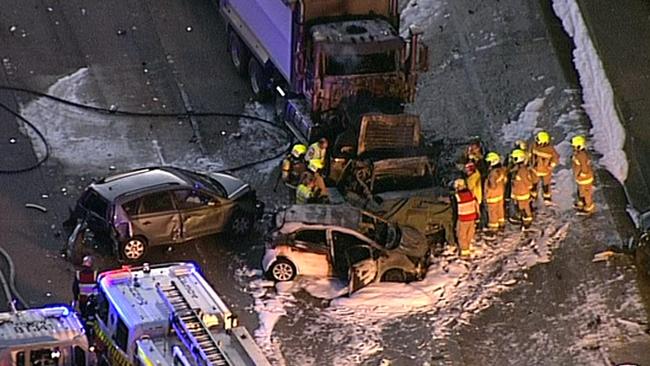 The first crash from earlier this week. Picture: Seven News