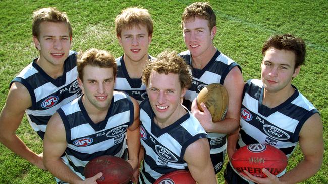 20/06/2002 PIRATE: Footballer (clockwise from top left) Charlie Gardiner with footballers Gary Ablett Jr, Steve Johnson, James Bartel, David Johnson and James Kelly 20 Jul 2002. p/