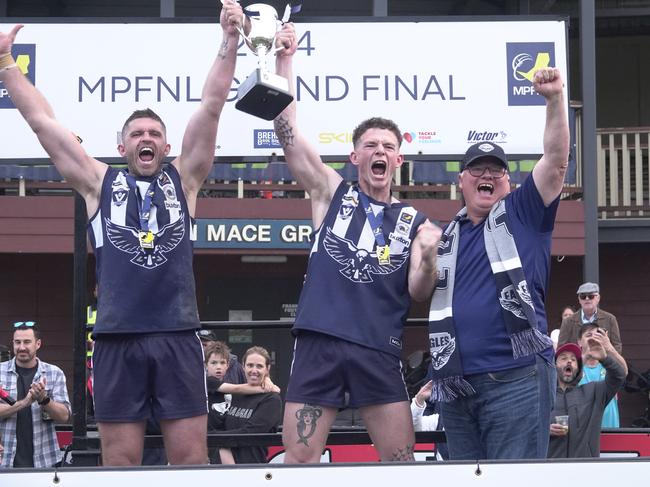 MPFNL Division 2 Football Grand Final: Edithvale-Aspendale v Chelsea. Aspendale players celebrate their premiership victory. Picture: Valeriu Campan