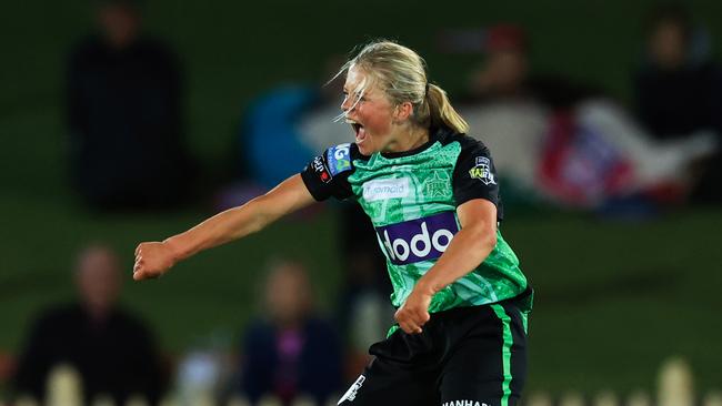 Milly Illingworth of the Stars celebrates taking a wicket against the Sixers during the WBBL 2023 season. Picture: Mark Evans/Getty Images