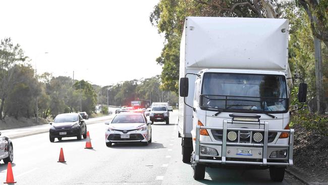 A man died in a horror collision between a bike and truck, Caloundra Road, on the Sunshine Coast on November 23. Picture: NCA NewsWire / Patrick Woods