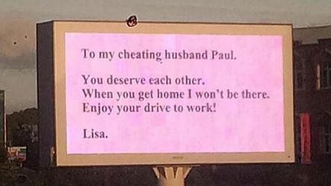 Angry wife dumps cheating husband using huge roadside billboard news ...